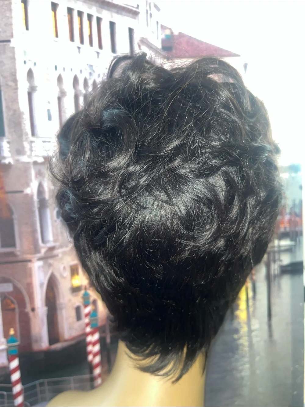 Short 100% human hair pixie wig
